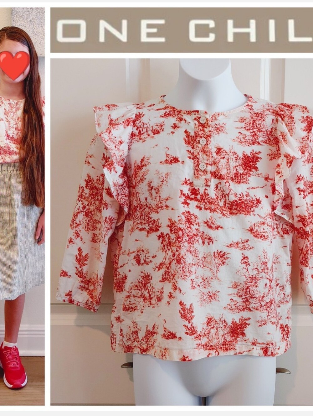 One Child Toile de Jouy Blouse (Boutique Brand)